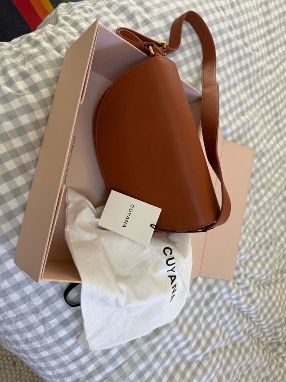 Cuyana Cognac Leather Crescent Crossbody